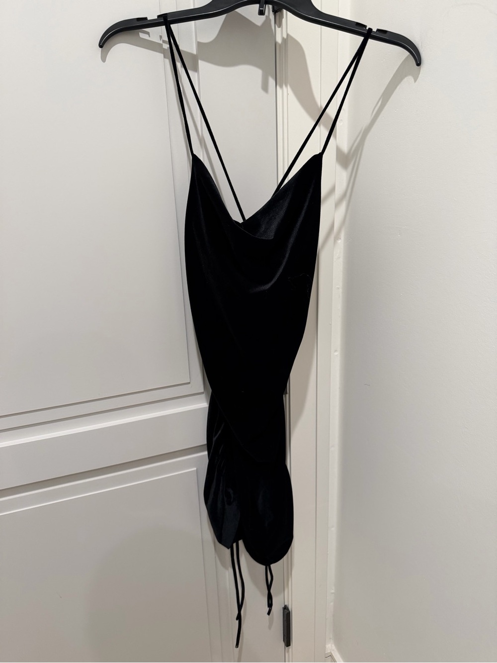 Zara Black Spaghetti Strap Velvet Neck Dress